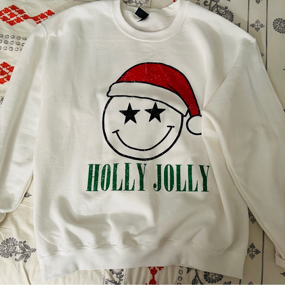 Gildan Holly Jolly White Holiday Sweatshirt